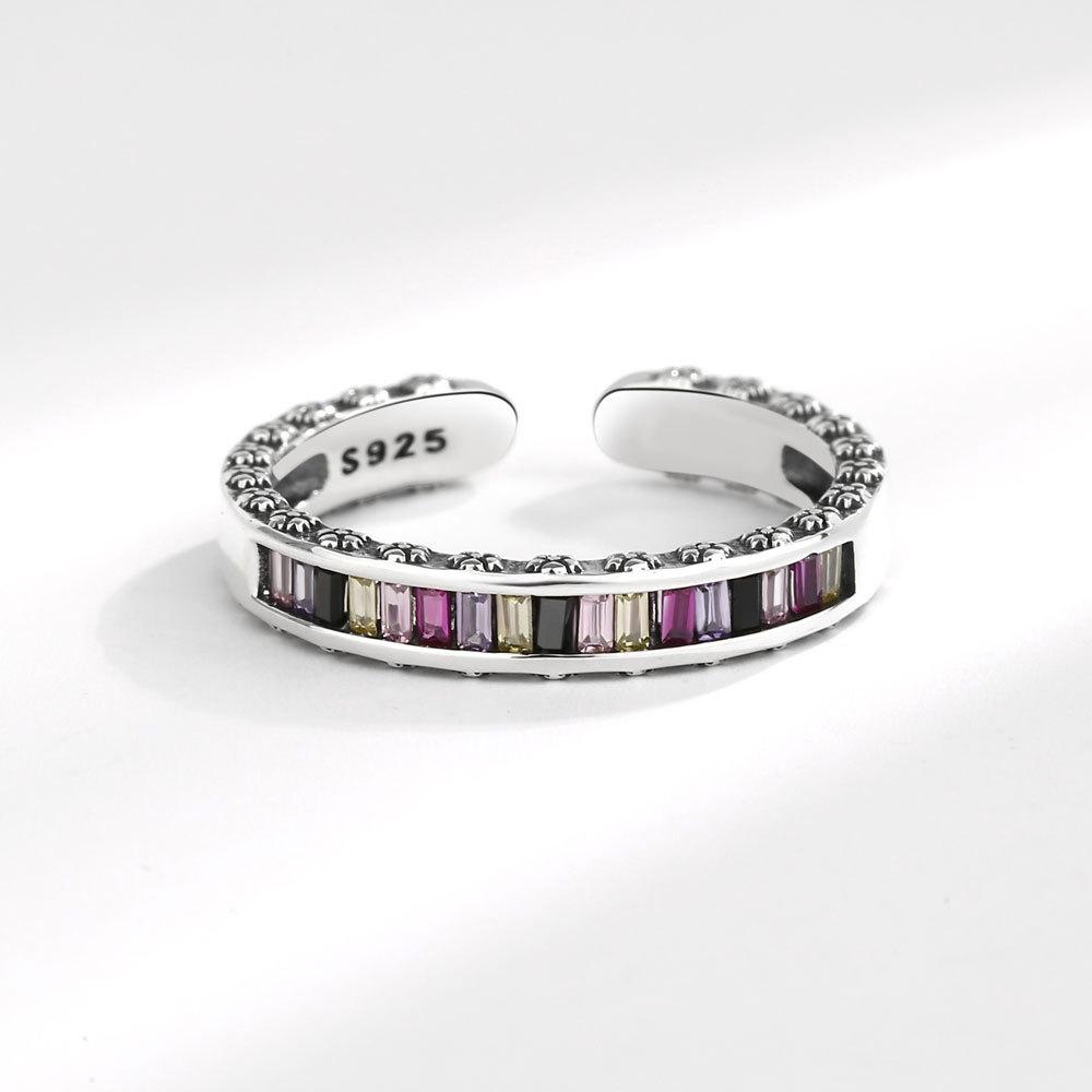 Heavy Industry Rainbow Zircon Ring For Women Niche Advanced Cold Fashion Jewelry