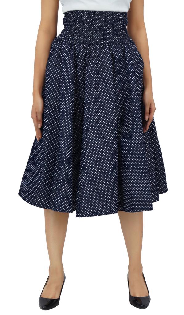 Bimba Smocked Elastic High Waist Cotton Skirt With Pockets A-line Skirts