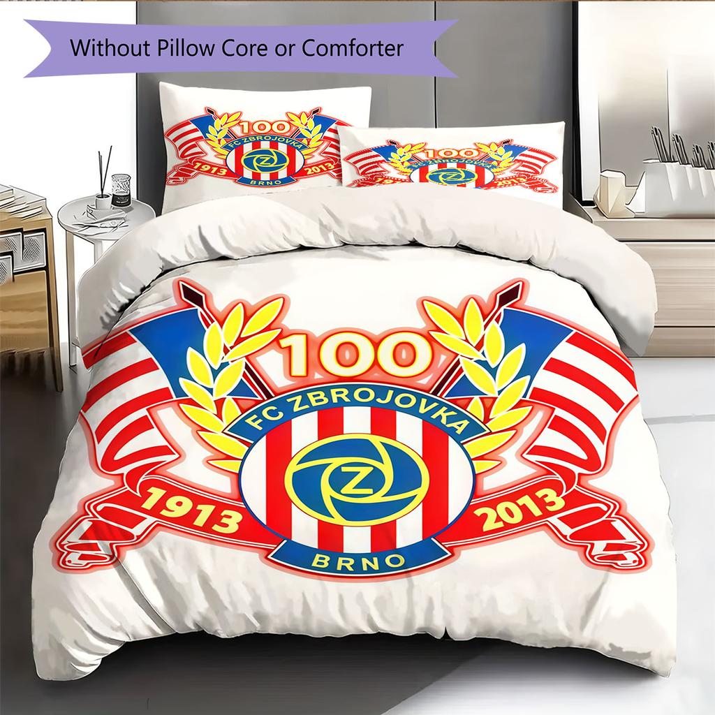 FC Zbrojovka Brno Bedding Quilt Set Quilt Cover Pillowcase Home Decoration Birthday Gift (1 * Duvet Cover + 2 * Pillowcase, Without Core)