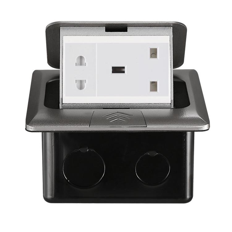 45-Type German Standard Pop-up Flush Mounted Floor Socket with USB, Thai & British Compatibility - Gray