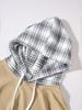2025 Men's Plaid and Solid Color Hooded Long Sleeve Sweatshirt for Spring and Autumn