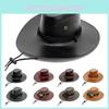 Cowboy Pu Leather Hat For Outdoor Sun Protection And Breathability For Men And Women