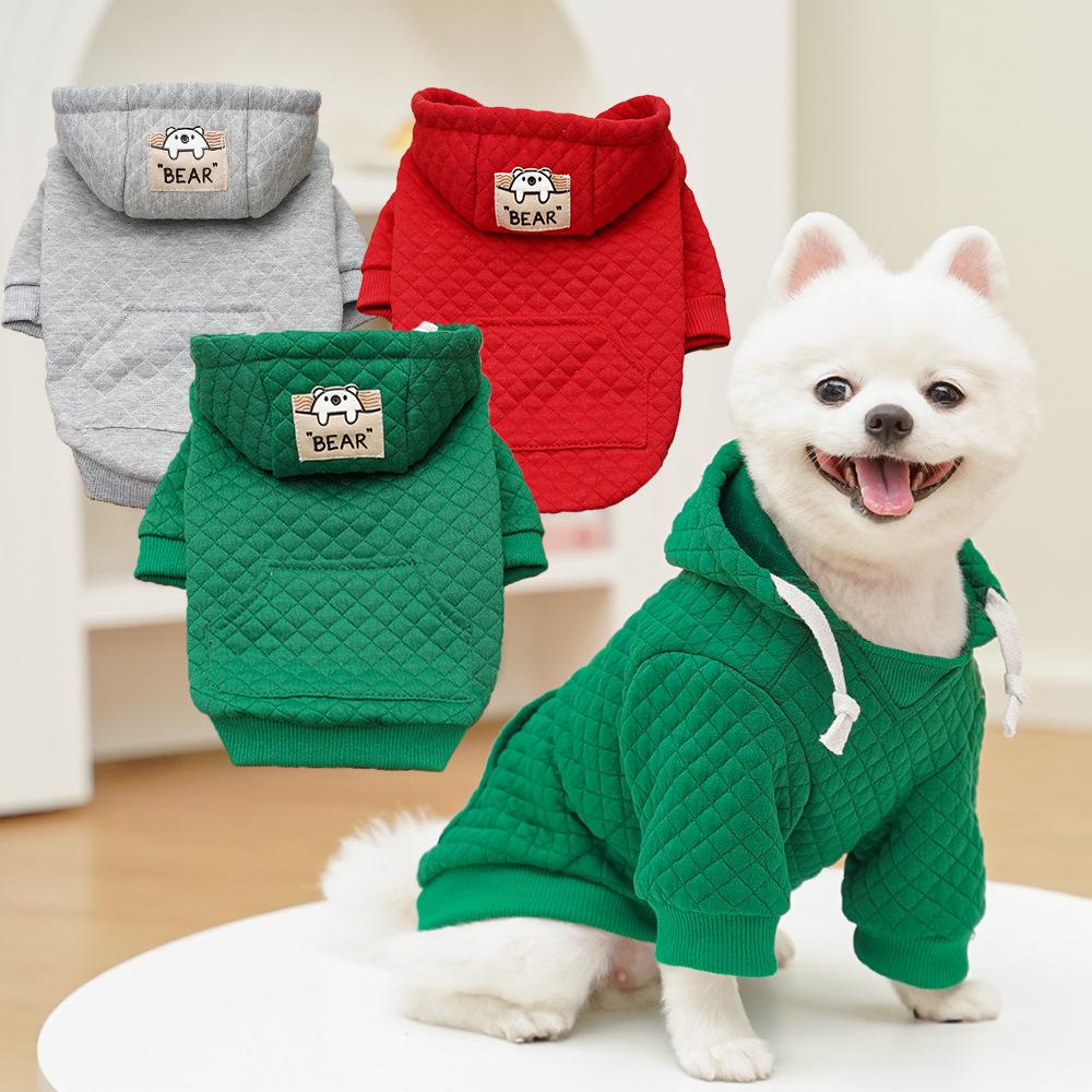 

Diamond Pattern Pet Hoodie Thickened Fleece Windproof Cats Dogs Winter Sweater Active Pets Wear Autumn Puppy Clothing XS червоний