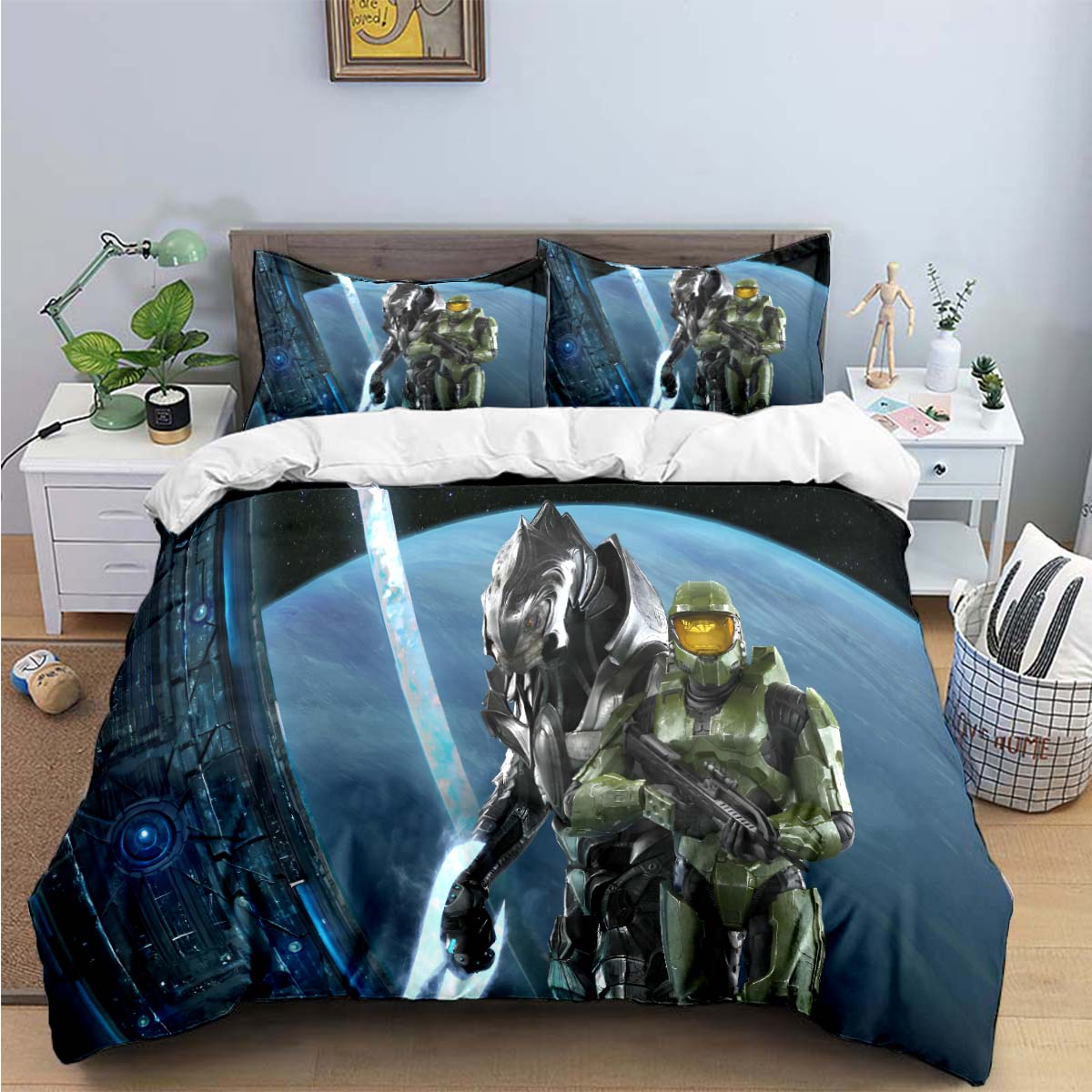 

Game H-Halo 2 Xbox Mechwarrior Print Bedding Sets Bed Supplies Set Duvet Cover Bed Comforter Set Bedding Set Luxury Gift 150*200cm 3pcs