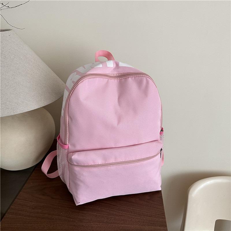 Nylon solid color alphabet schoolbag, simple, lightweight, waterproof and wear-resistant backpack, class commuting large-capacity backpack
