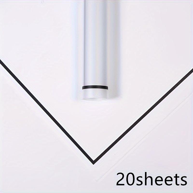 

20 листов матовой рамочной упаковочной бумаги для цветов, упаковочные материалы для цветов в форме квадрата, принадлежности для букетов цветов, подарочная упаковочная бумага чёрный