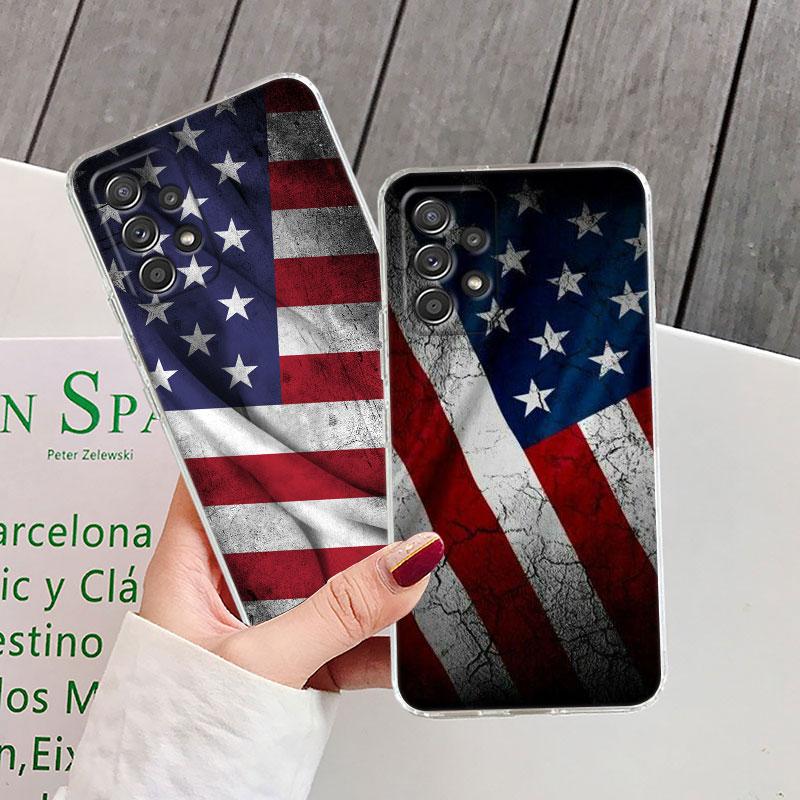 American USA Flag Eagle For Samsung Galaxy A55 Case A54 A52 A53 5G A15 A14 A13 A21S A23 A51 A34 A35 A33 A32 A72 A71 Phone Cover