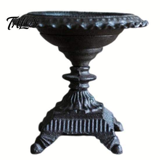 Durable Cast Iron Candle Display Heavy Duty Holder, Retro Candlestick Holders, Handcrafted Holder With Storage Basin Metal Pillar Stand for