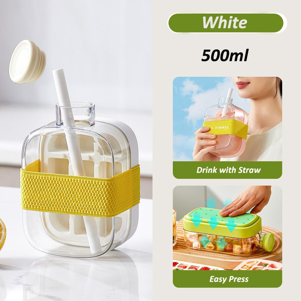 

Silicone Freezer Ice Cube Trays Outdoor Ice Water Bottle with Lid Straw Easy Demould Ice Maker Mold for Beer Whiskey Juice