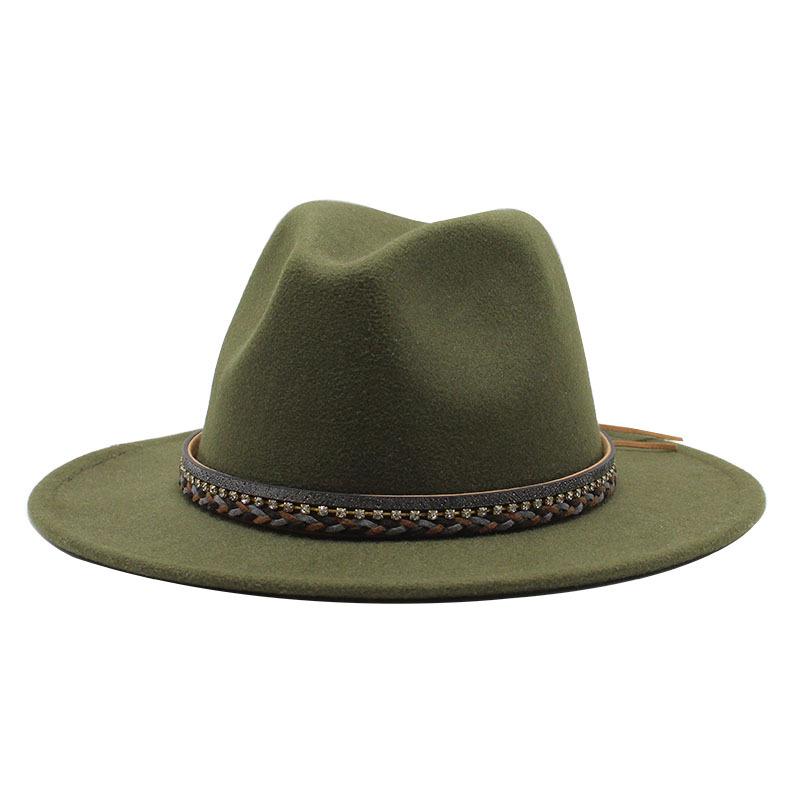 Wish Ethnic Minority Style Men And Women Couple Big Edge Jazz Hat Wool Top Hat