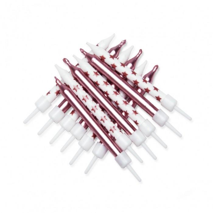 Anniversary House Metallic Birthday Candle & Holder (Pack of 12)