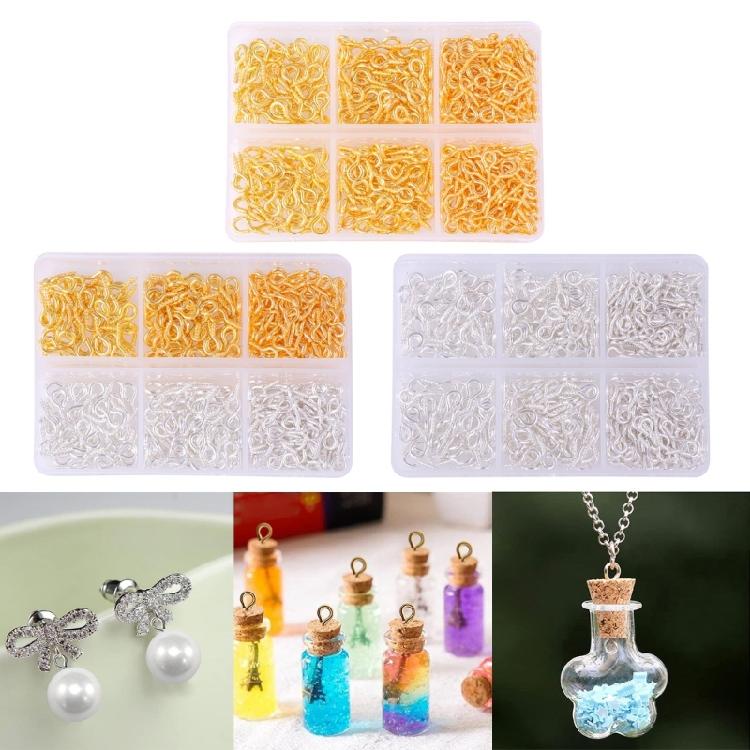 200Pieces Small Screw Eye Pin Hook Eye Screw Hook Eyelets Screw 3 Different Size for Jewelry Making Pendant Beads
