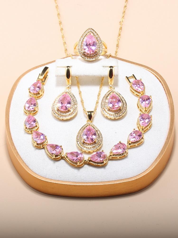 African Nigeria  Gold Plated Luxury Jewelry Sets Italian Wedding Dress Cz Accessories 13-Colors 5-Piece Sets For Women  Gift