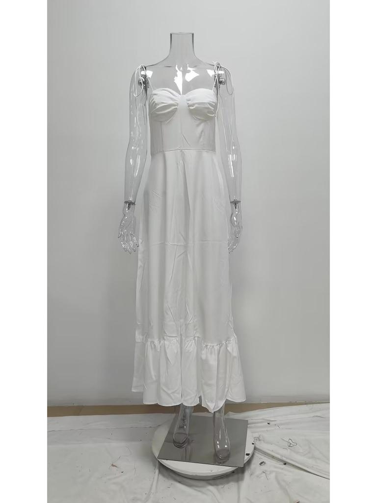 Spring 2026 European American Fashion High Waist Strapless Bandage Dress: Sexy & Versatile Solid Color Design for Women.