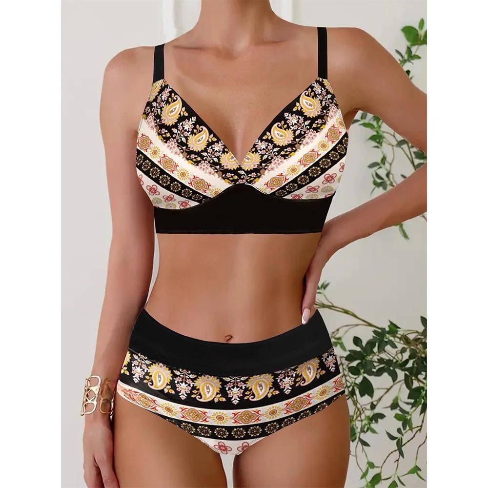 

Сексуальный женский купальник бикини из двух частей, пляжный, трансграничный, горячая распродажа, новый 2025 год, китайский бренд, женский купальник 3XL