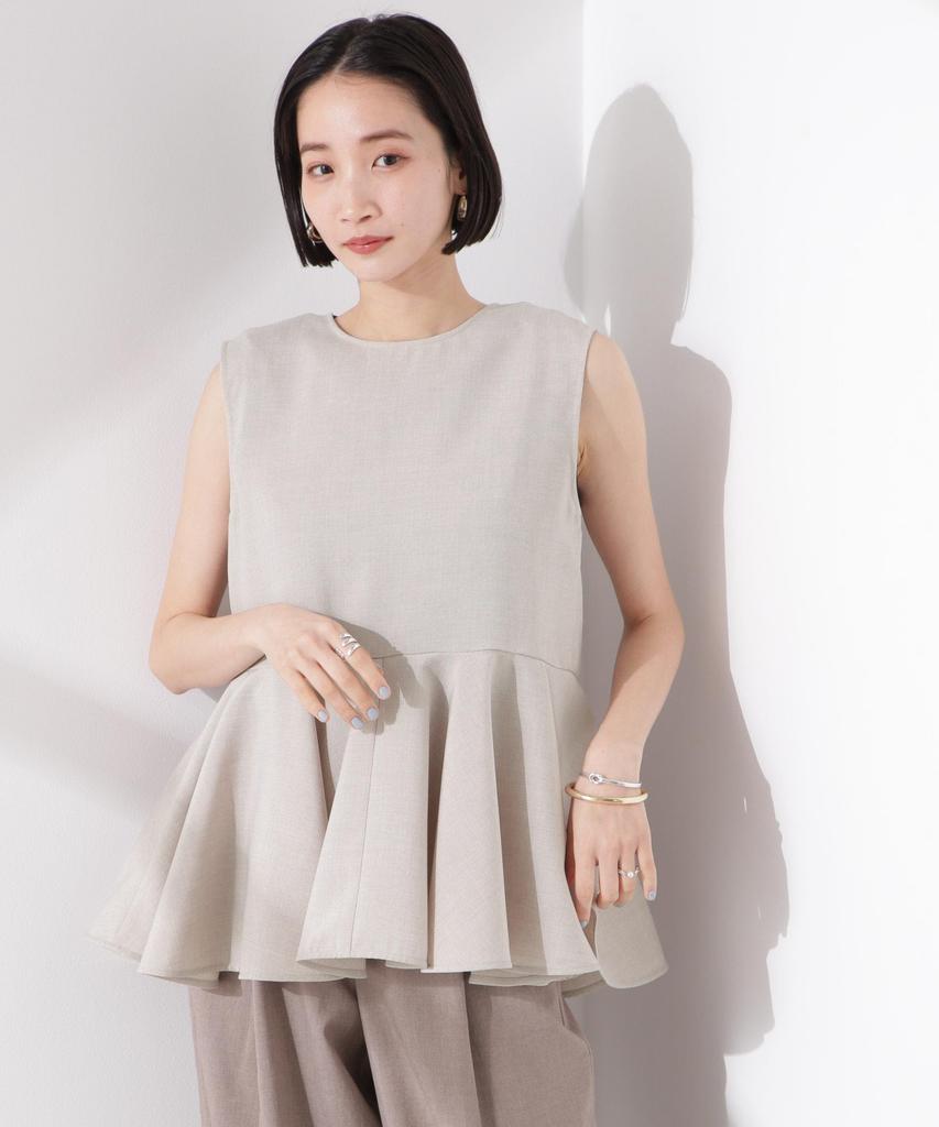 Nano Universe Vest and Blouse with Ribbon Tie Be F 040 Beige Women's Linen-Like Two-Way (Can Matched) 673-5121323