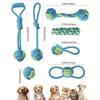 7pcs Multi-Purpose Dog Leash Chew Toys, Interactive Pull Knot Toys with Rattle Ball, Durable Training Set, Indoor/Outdoor Play