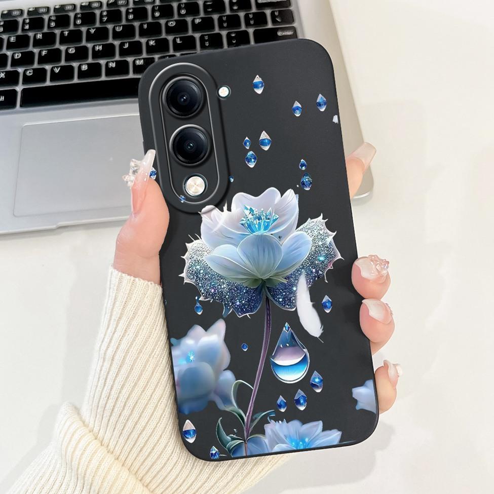 Für Vivo Y04 Hülle V2430 Silikon Niedliche Katze Mode Schmetterlinge Blumen Liebe Bemalte Rückseite für Vivo Y04 4G Handyhülle Bumper