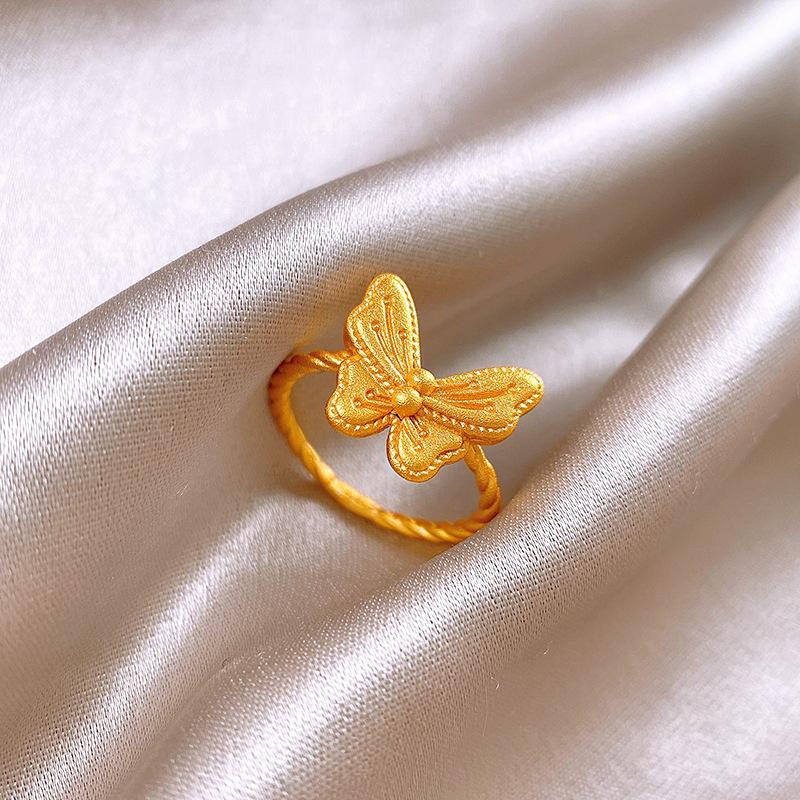 French Temperament Butterfly Pearl Bow Open Ring Simple Trend Index Finger Ring Jewelry Women