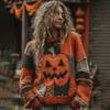 Sudadera con Estampado Gráfico 3D para Mujer, Halloween, Cuello Redondo, Manga Larga, Holgada, para Fiesta Navideña, Uso Diario Casual