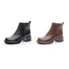 2025 new leather Martin boots women's British style versatile casual thin boots velvet Korean version short boots thickened boots