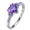 2026 Natural Amethyst Zircon Silver Ring Fashion Wedding Heart Ring Jewelry Women