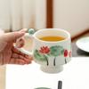 National Rhyme Glaze Color Ceramic Cup Creative Chinese Style Lotus Ink Mug High value Water Cup Office Coffee Cup