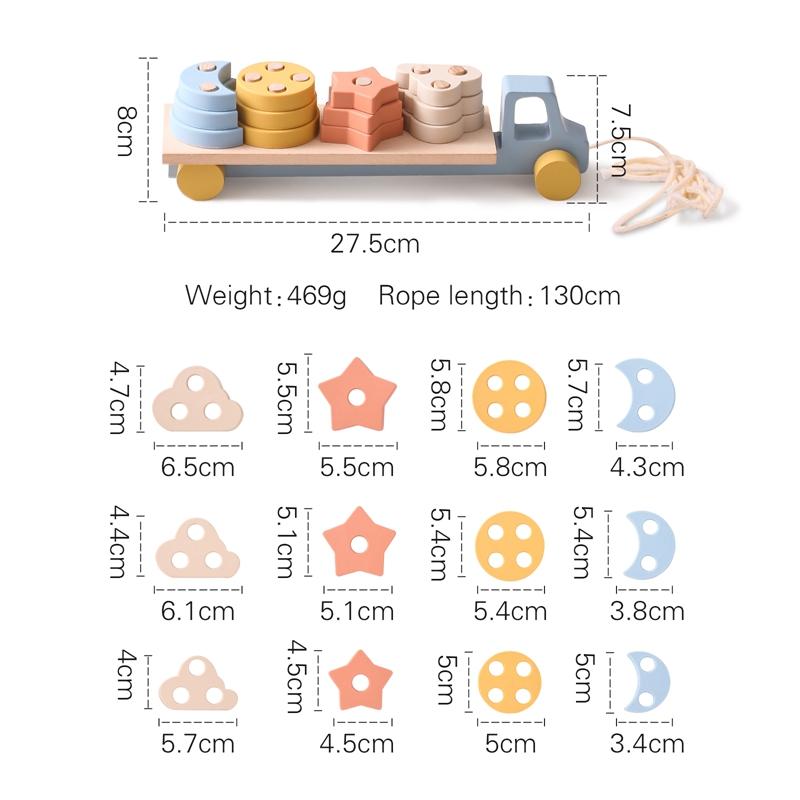 Baby Wooden Montessori Toys Birthday Train Educational Toys Wooden Trolley Baby Learning Toys Number of Wood Baby s Birth Gift