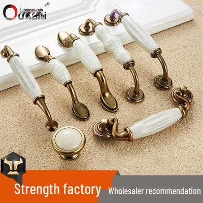 Oukali Europäisch Antik Grünbronze Keramik Rissgriff für Küchenschrank und Möbelschublade