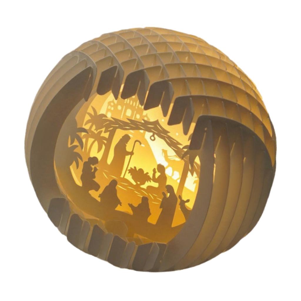 Light Up Nativity Scene Paper Christmas Jesus Decorations with LED Light Religious Christian Gifts Tabletop Ornament