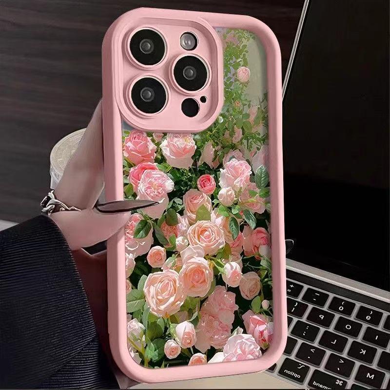 

Романтичний чохол-крапля з трояндою для iPhone 14 Pro Max/17 з текстурованою поверхнею iphone13 Pro Max Яскраво-рожевий/рожевий