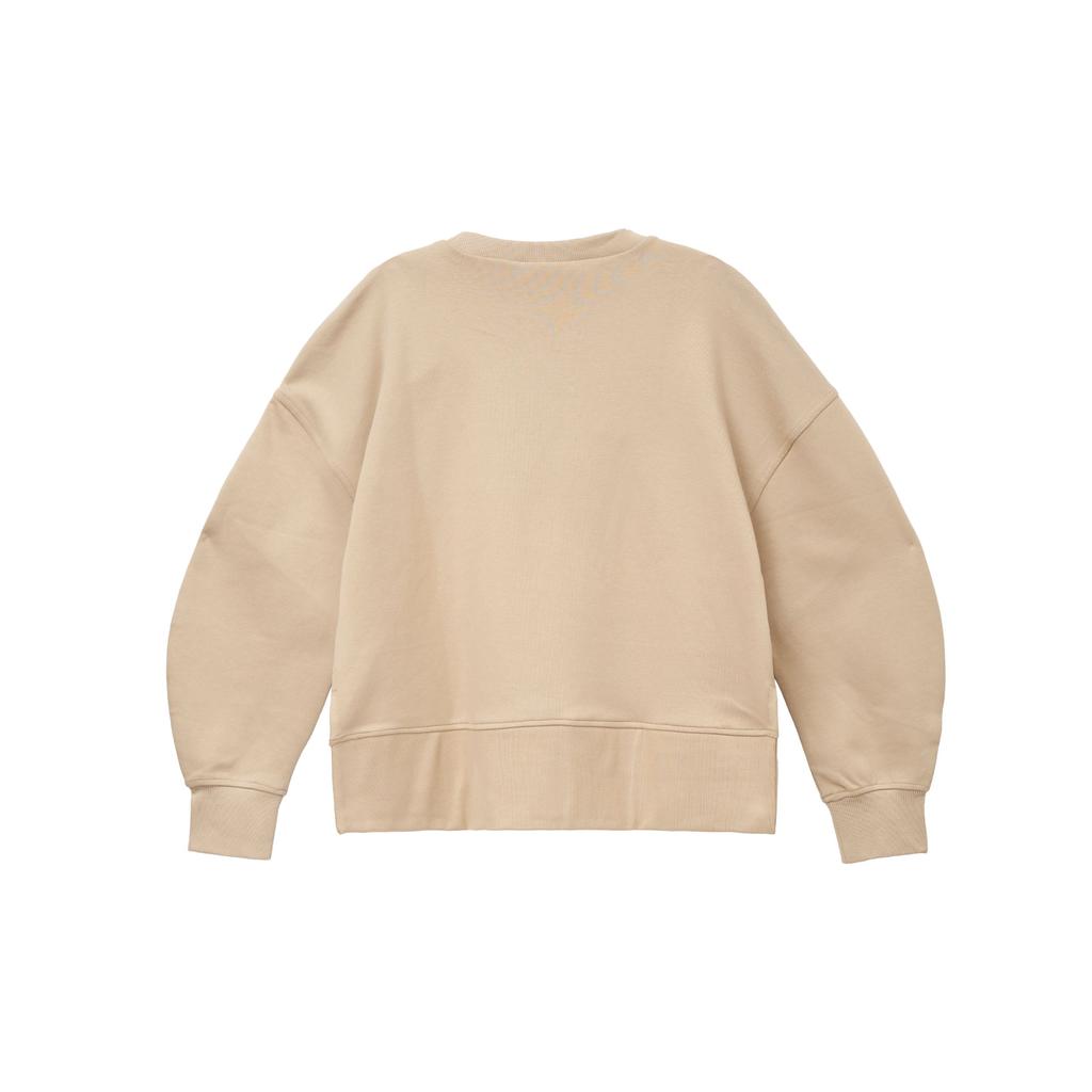 Timberland Solid Color Crew Neck Long Sleeve Pullover Sweatshirt Women Tops Beige A5NQQ-DH4
