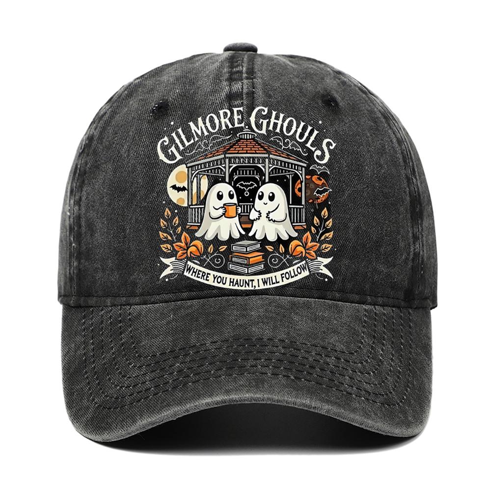 Letter Ghost Printed Baseball Cap for Men and Women, Adjustable Outdoor Sun Protection Hat, Halloween Holiday Gift Decoration