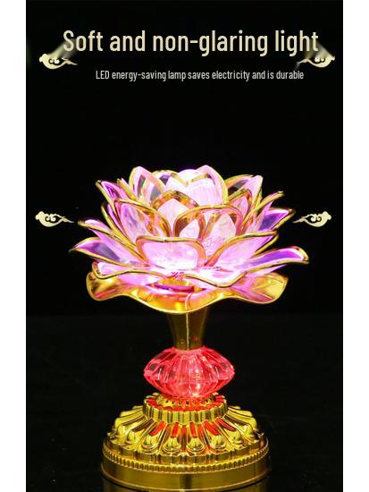 Seven-Color LED Guanyin Lotus Buddha Offering Lamp
