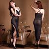 Intimo sexy da donna, sexy, lungo, trasparente, con spalline, camicia da notte, rete, spacco, tentazione
