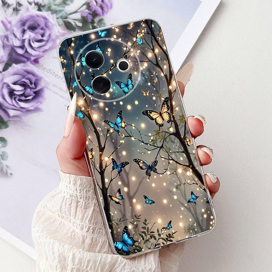 Hülle Für Vivo Y39 Y300i 5G Cover V2436 V2444A Neue Mode Blume Schmetterling Weiches Silikon Klare Hülle Für VivoY39 VivoY300i Funda