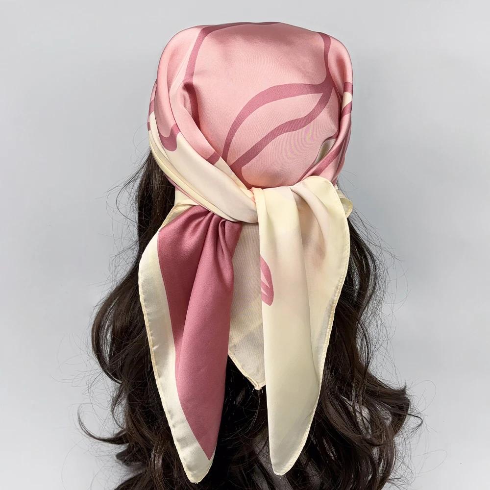 Luxury  Silk Square Scarf Women Neck Hair Tie Band Beach Hijab Kerchief Head Headbands Bandana Female Foulard 70Cm