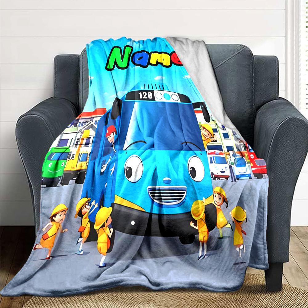 Coperta Personalizzata Nome Personalità Tayo il Piccolo Autobus Morbida e Calda per Divano Ufficio Letto Viaggio Pausa Pranzo, Regalo Adatto a Tutte le Stagioni