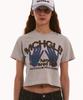 MATCHGLOBE Hands Flared Light Crop Top (Beige)