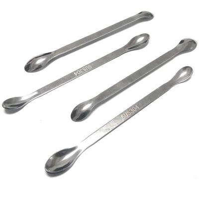 Powder Spoon Kit - 4 Pieces 6.3 Inch Stainless Steel Snuff Spoon Double Sided Teaspoon Medicine Scoop Mini Lab Shovel Capsule Filler Wax Tool for Dry