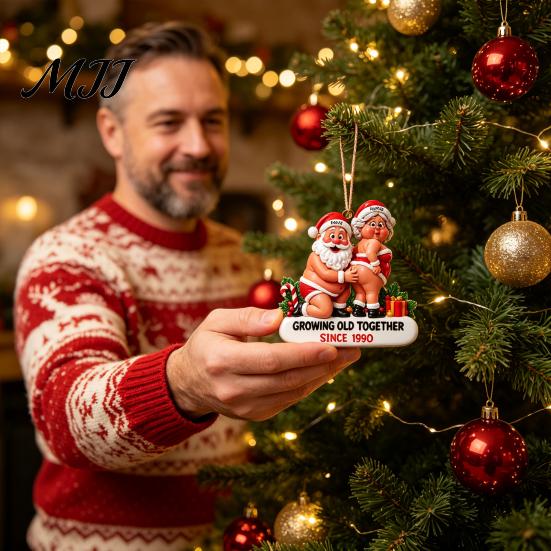 Hanging Wood Craft Decorations Wooden Christmas Tree Ornaments, Funny Santa Claus Pendant with Decorative Holiday Party Favors Rope for Home Decor and