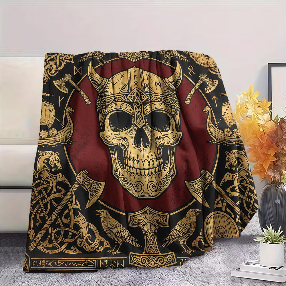 Viking Animal Patterns Print Flannel Blanket High Quality Comfortable for All Seasons Home Decor Warmth and Comfort Perfect for Christmas Gifts