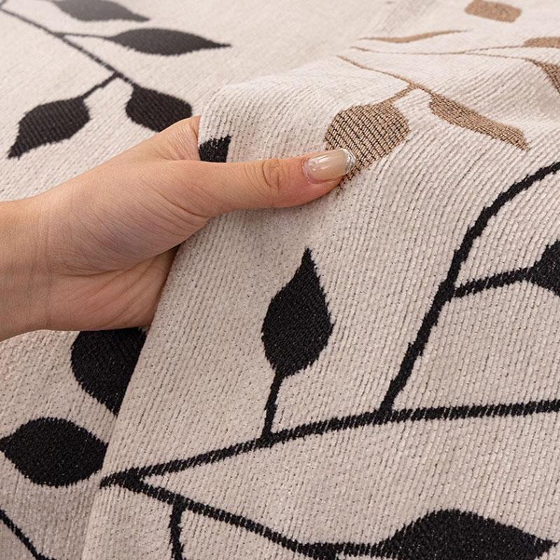 French Leaf Printed Sofa Towel With Tassels Skin-Friendly Chenille Knee Blanket For Office Multifunctional Dustproof Sofa Cover