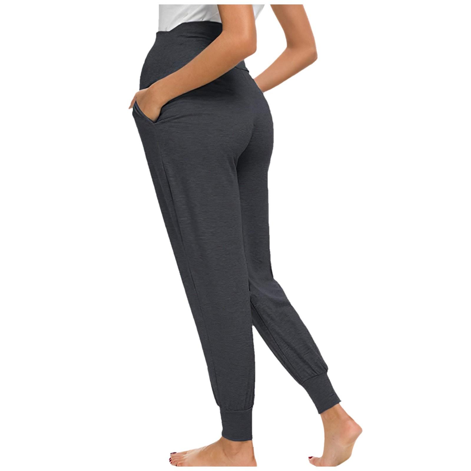 

Women s High Elasticity Pregnant Supporting Abdomen Pockets Sports Yoga Pants L