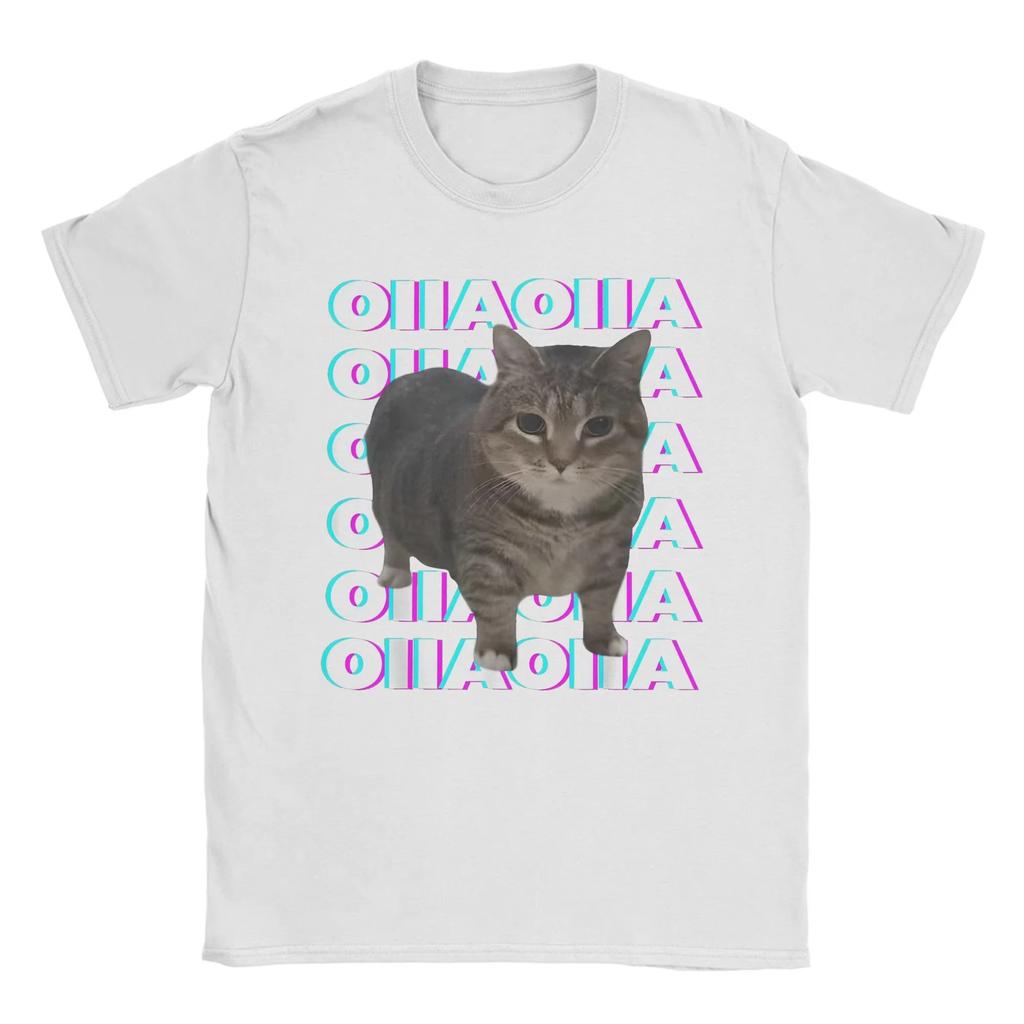 OIIA OIIA Spinning Cat Meme Glitch Disco Men Women Oversize T Shirt Funny Trendy Tees Short Sleeve Round Collar T-Shirt Cotton