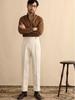 Heren Parijse Gesp Western Broek: Hoge Taille, Rechte Pijp, Omgeslagen Manchetten - Business Casual
