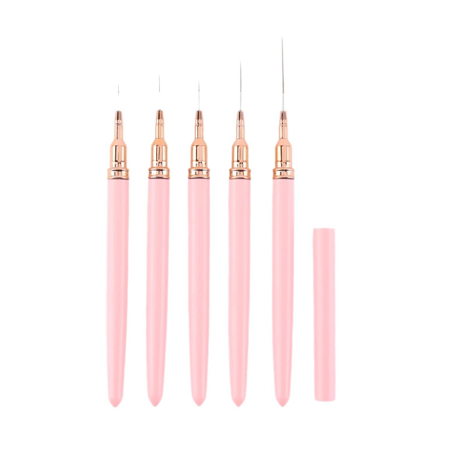 

Elongated Lines Striping Drawing UV Gel Painting Nail Design Pen Professional Manicure Tool 5 Pcs Nail Art Liner Brushes Set