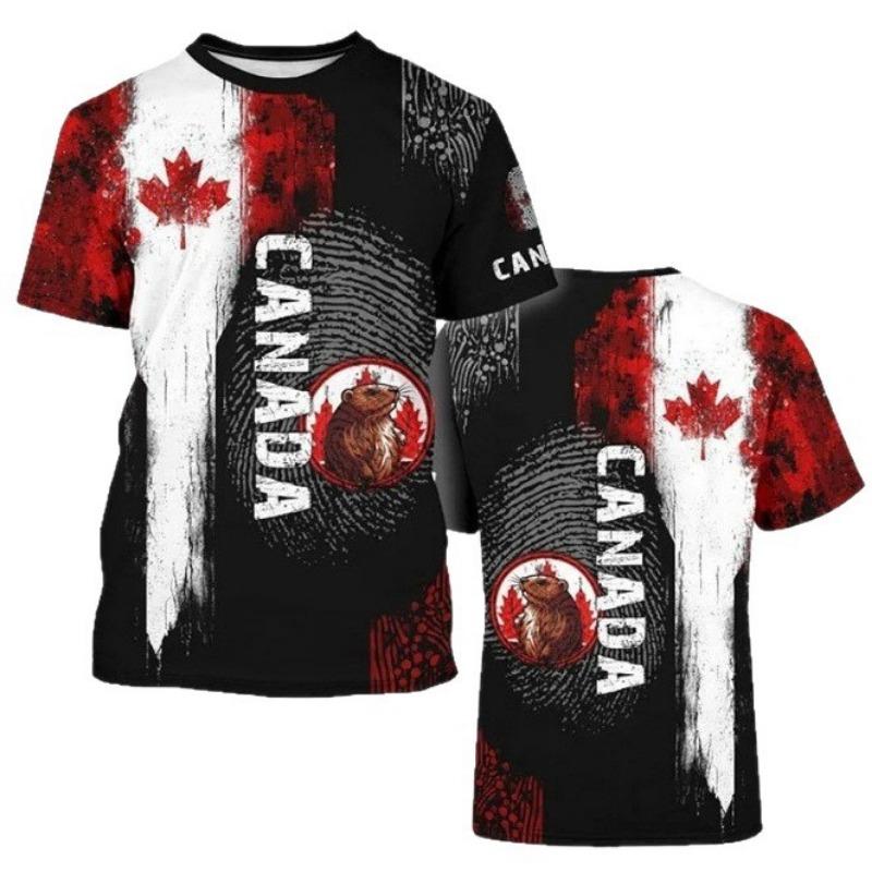 2026 World Cup Canada T-shirt Men s Harajuku Street Fashion T-shirt 3D Printed Maple Leaf Deer Pattern Popular Short Sleeve 6XL