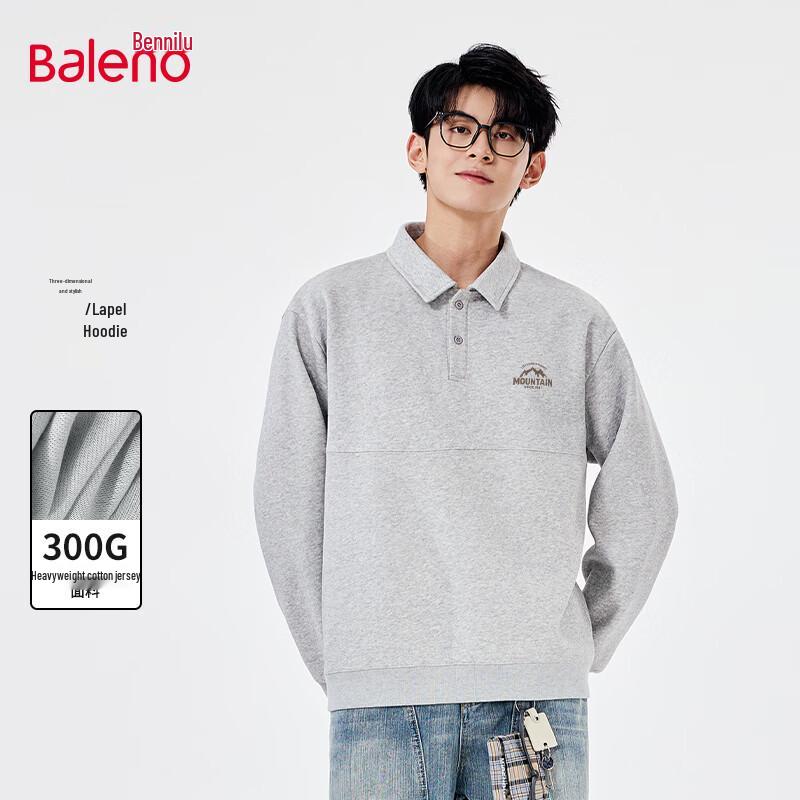Baleno Men s American Retro Polo Neck Pullover Sweatshirt M