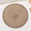 4 Pieces Woven Tableware Mat Non-Slip Dish Mat Household Natural Jute Place Mat  Restaurant